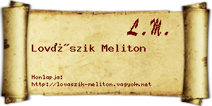 Lovászik Meliton névjegykártya